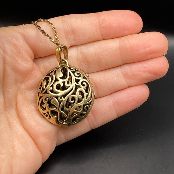 KIAM FAMILY by Lia Sophia Rhinestone Gold Tone Dome Pendant Necklace Reversible - Picture 5 of 9